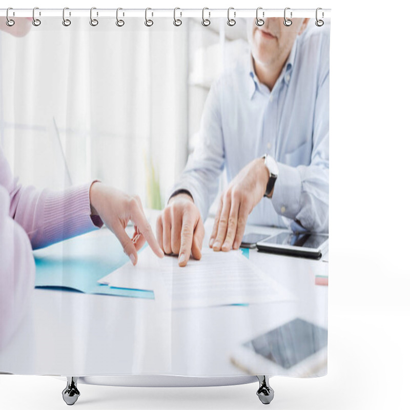 Personality  Business People Negotiating A Contract Shower Curtains