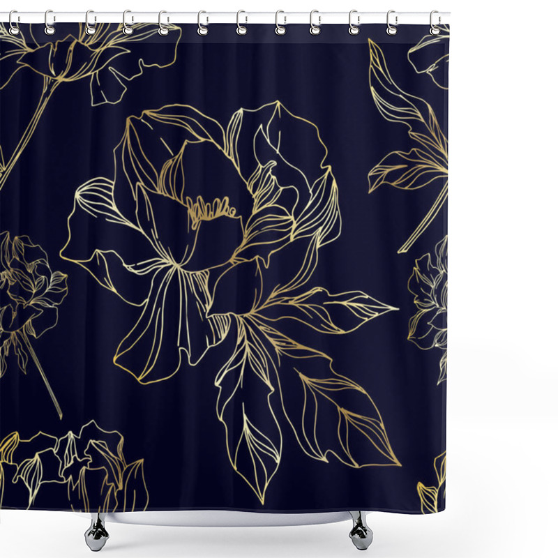 Personality  Vector Peony Floral Botanical Flowers. Black And White Engraved  Shower Curtains