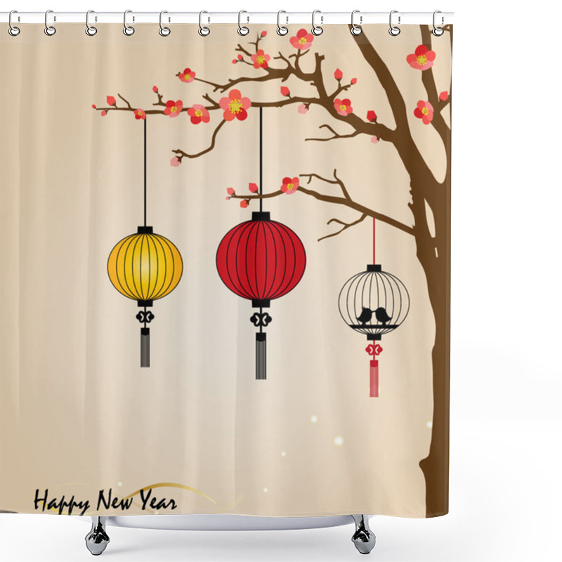 Personality  Big Traditional Chinese Lanterns Will Bring Good Luck And Peace Shower Curtains