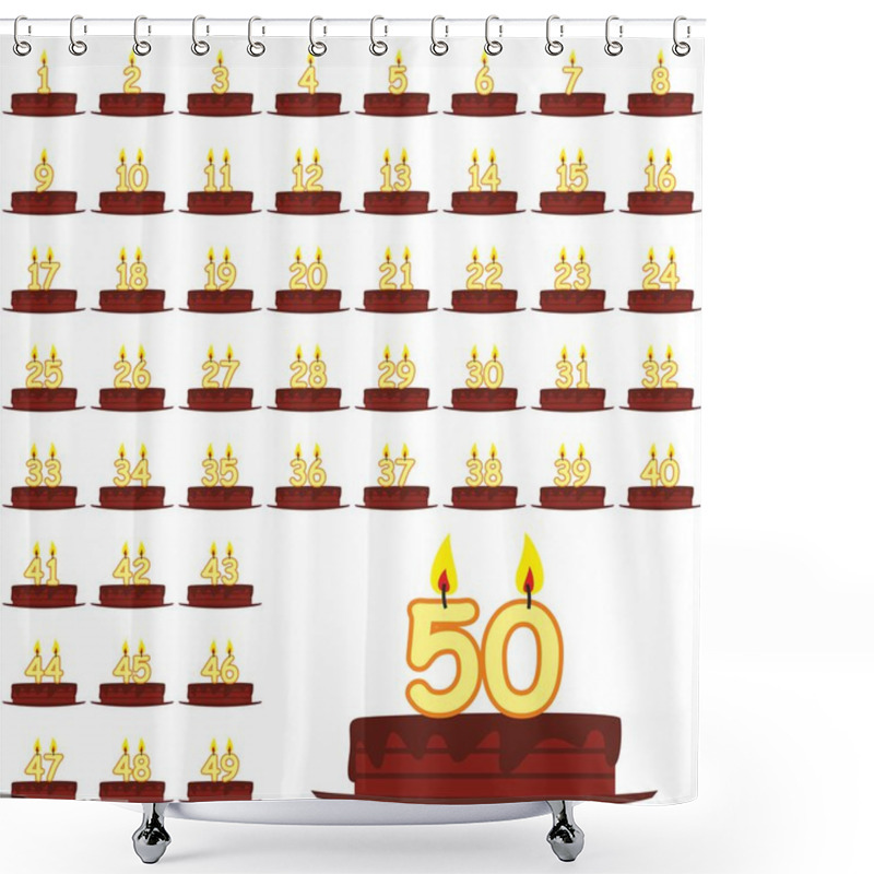 Personality  Birthday Cakes With Number Candles Shower Curtains