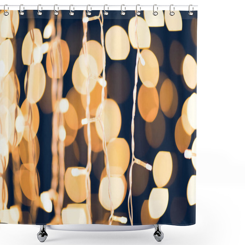 Personality  Beautiful Holiday Garland On Dark Background Shower Curtains