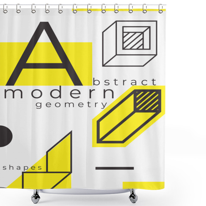 Personality  Universal Trend Poster. Linear Geometric Shapes Set With Halftone Elements Shower Curtains