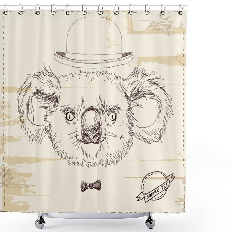 Personality  Illustration Of Koala Bear In Hat Shower Curtains