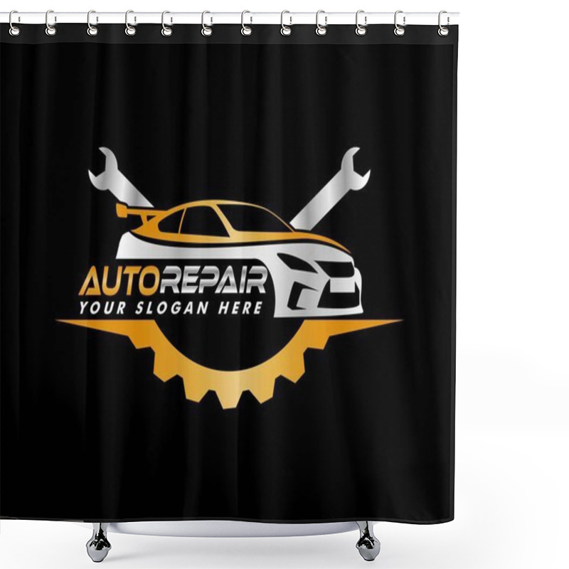 Personality  Car Repair Logo Template. Car Repairing Vector Design. Service Logo, Badge, Emblem, Template. Perfect Logo For The Automotive And Repair Industry Automobile And Gear Logotype Shower Curtains