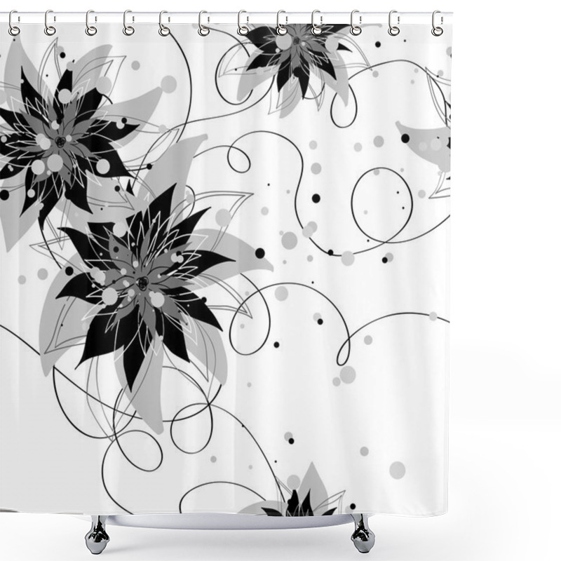 Personality  Seamless Monochrome Floral Background Shower Curtains