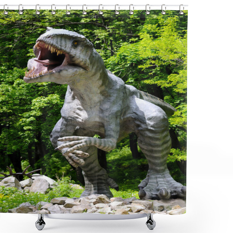 Personality  Dinosaur With An Open Muzzle And Sharp Teeth Shower Curtains