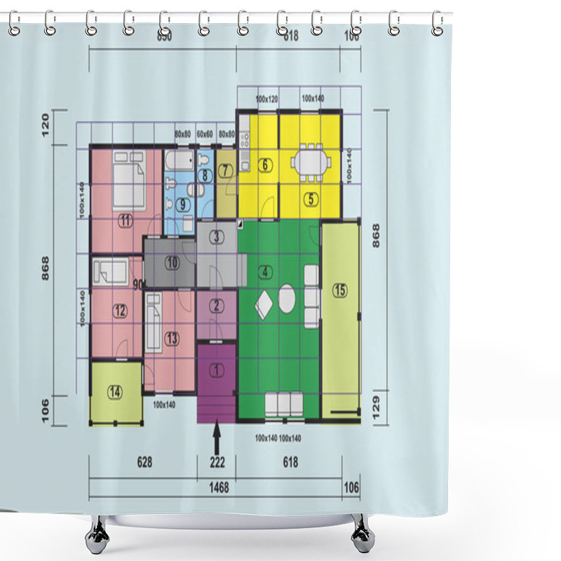 Personality  Plan House Shower Curtains