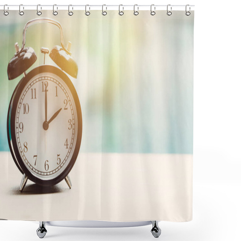 Personality  2 O'clock Retro Clock At The Swimming Pool Outdoor Relax Time Holiday Time Concept. Shower Curtains