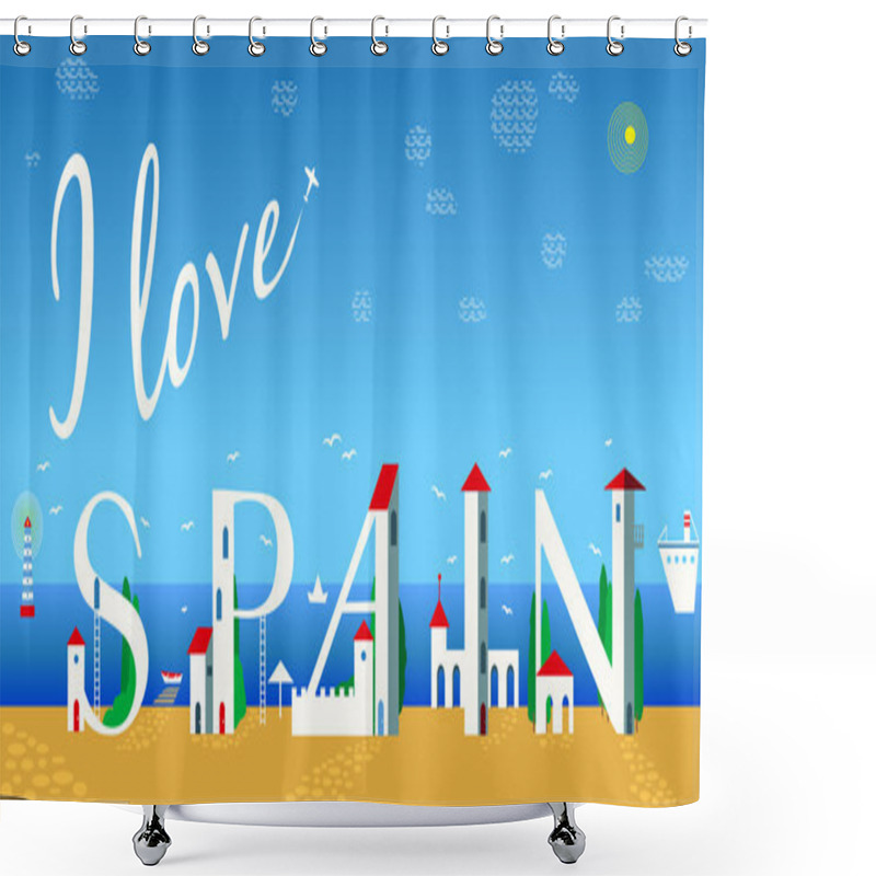 Personality  Inscription I Love Spain. Vector Illustration Shower Curtains