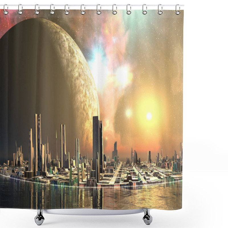 Personality  Utopia Islands - Cities Of The Future Shower Curtains