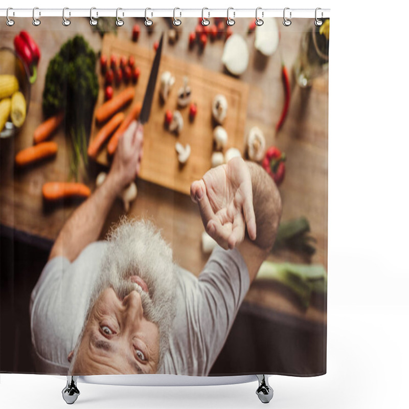 Personality  Man Preparing Vegan Food  Shower Curtains