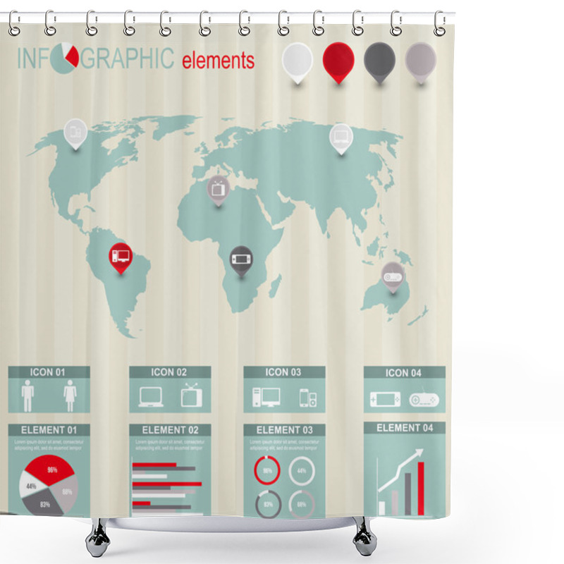 Personality  Set Of Infographic Elements Shower Curtains