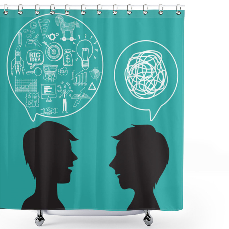 Personality  Communication Concept With Business Doodles In Speech  Bubble Shower Curtains