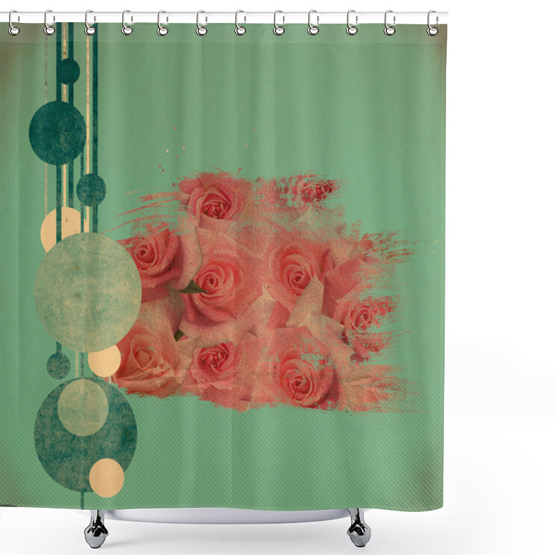 Personality  Retro Background With Circle, Stripes, Flowers Shower Curtains