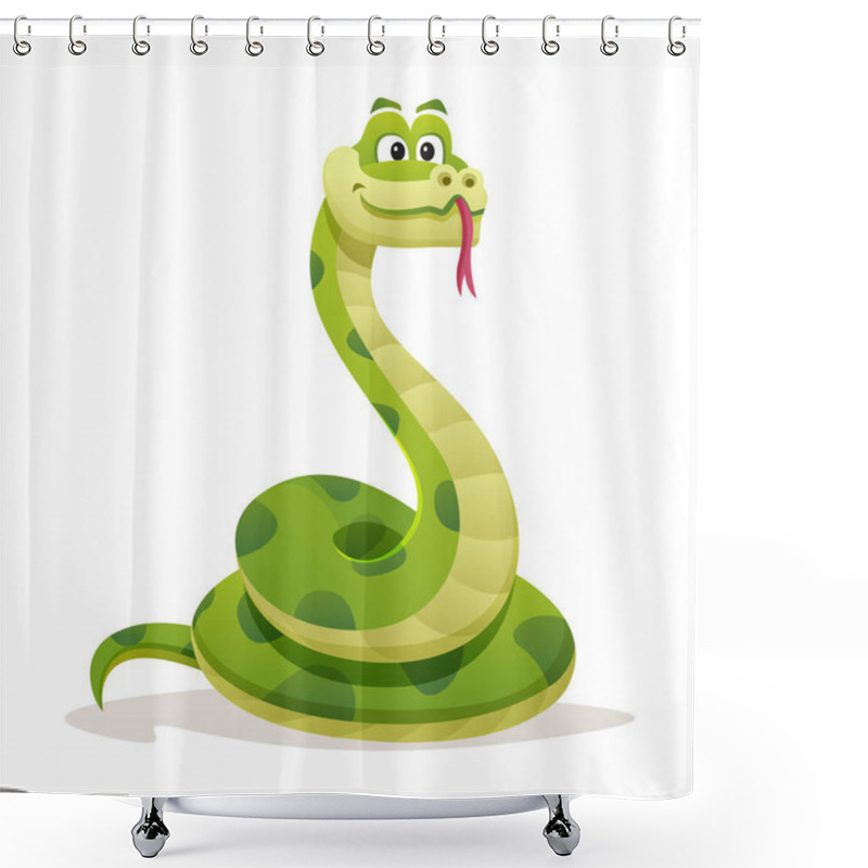 Personality  Cute Snake Cartoon Illustration Isolated On White Background Shower Curtains