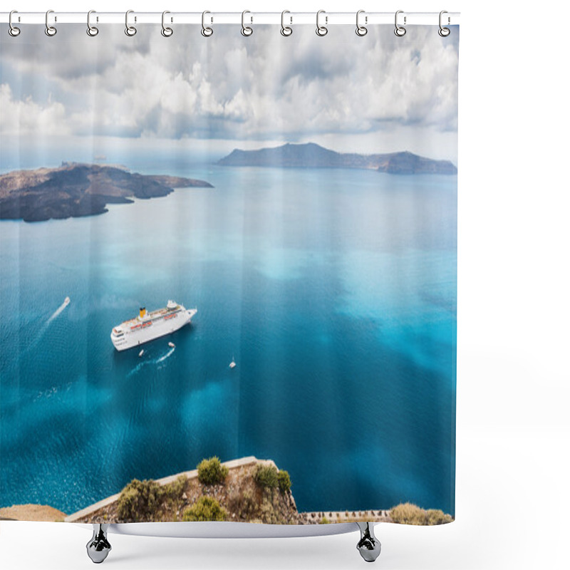 Personality  Cruise Liner At The Sea Near The Islands Shower Curtains