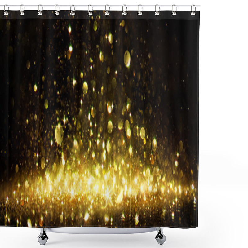 Personality  Shimmer Of Golden Glitter On Black Shower Curtains