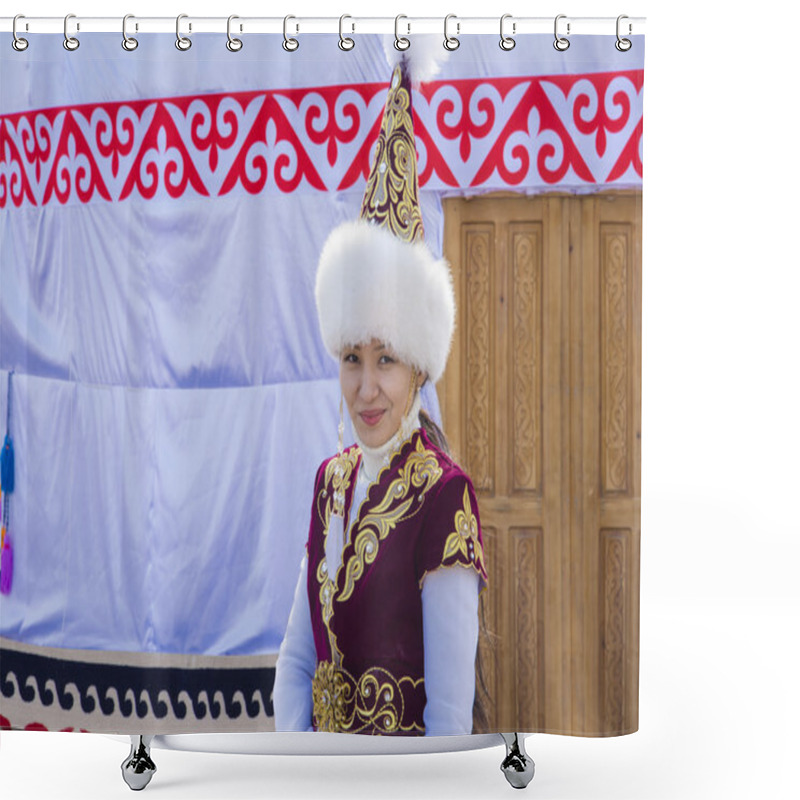 Personality  The Girl In The Kazakh National Dress. Shower Curtains