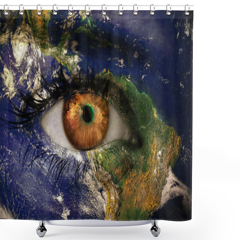 Personality  Earth Overlay On Face Shower Curtains