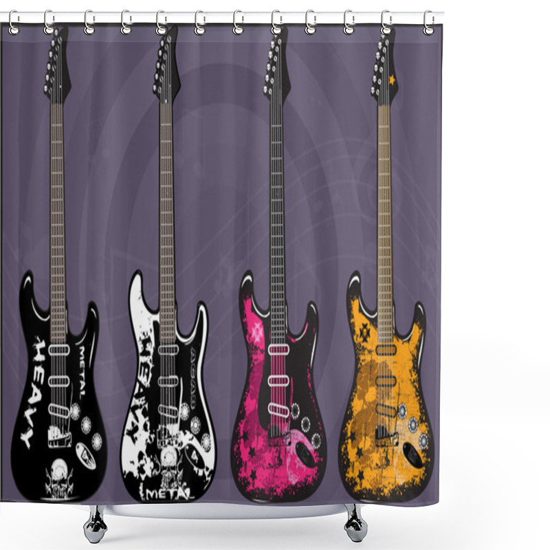 Personality  Electric Guitars Art Vector Pack 3 Shower Curtains