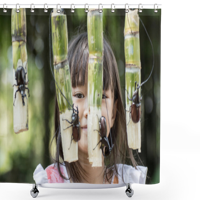 Personality  Rural Children Are Enjoying Fighting Rhinoceros Beetles. Shower Curtains