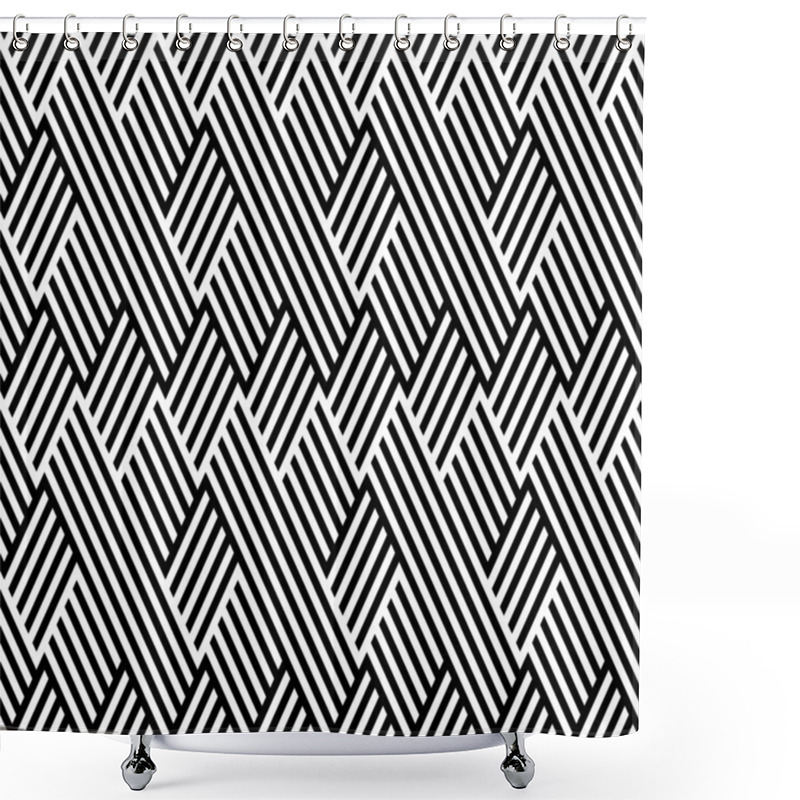 Personality  Pattern With Line Black And White In Zigzag Shower Curtains