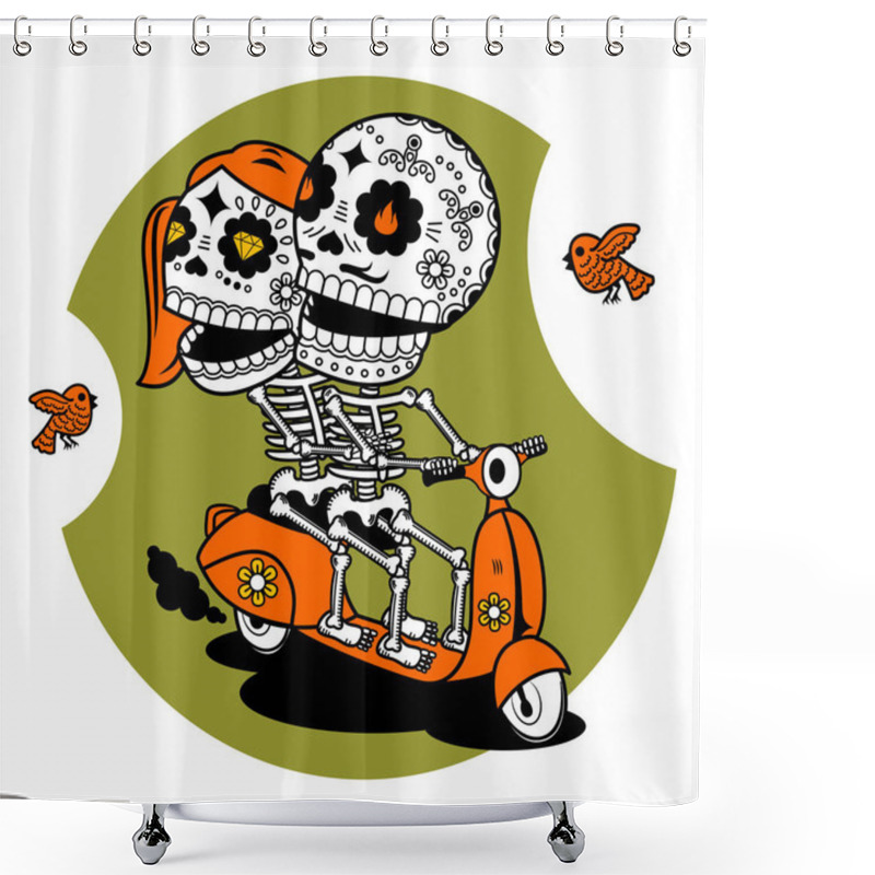 Personality  Vector Illustration Of Skeletons Shower Curtains