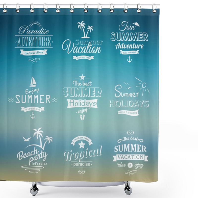 Personality  Beach Labels Set Eps Shower Curtains