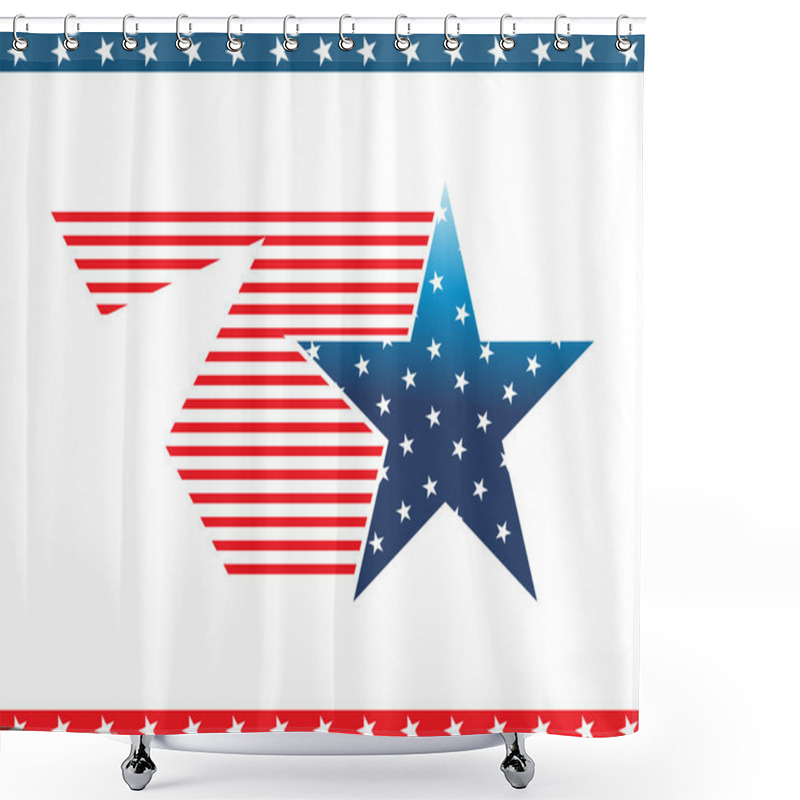 Personality  Isolated Blue Star With Us Flag Shower Curtains