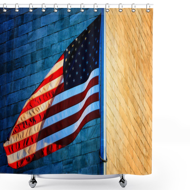 Personality  Washington Monument And American Flag Shower Curtains