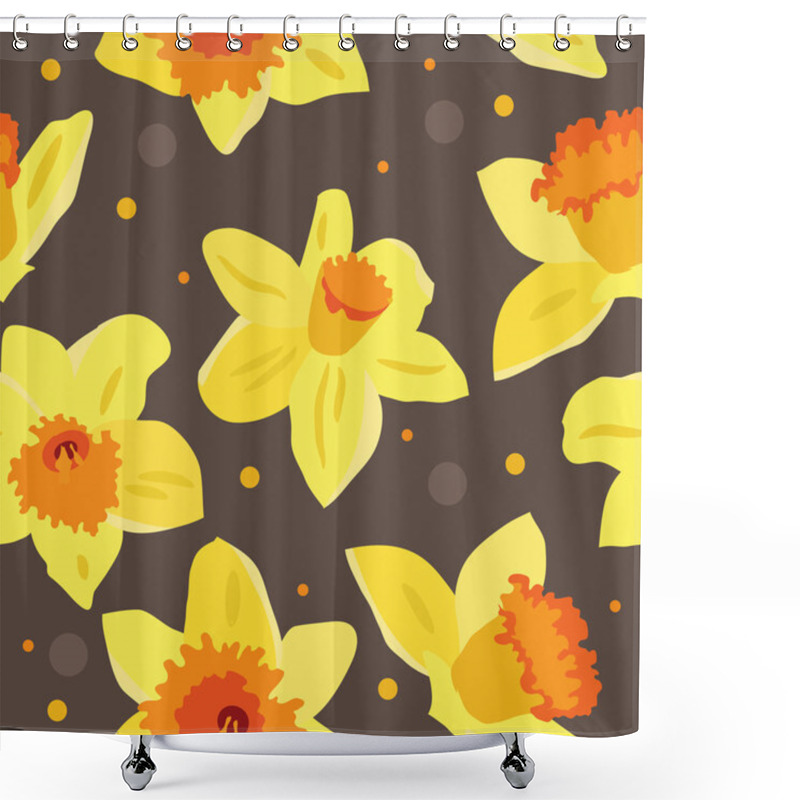 Personality  Seamless Floral Pattern With Daffodils Shower Curtains