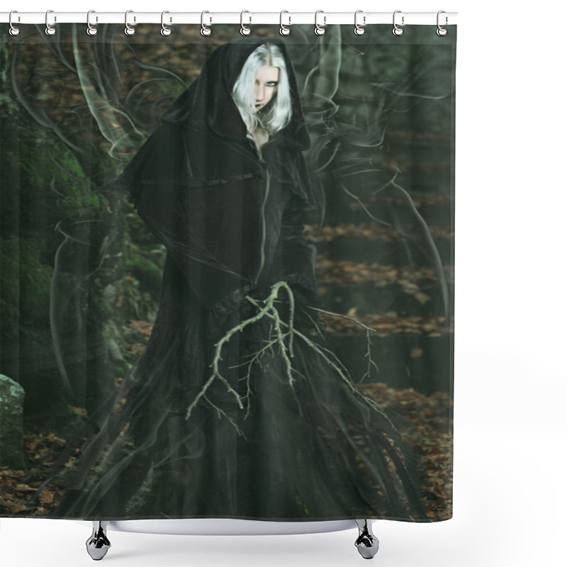 Personality  Emanation Of Dark Powers From A Forest Witch Shower Curtains