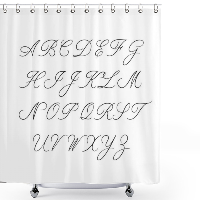 Personality  Calligraphy Alphabet. Decorative Handwritten Brush Font. Vector Letters. Wedding Calligraphy. ABC For Your Design Shower Curtains