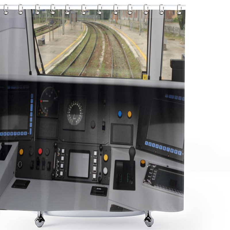 Personality  The Train Control Cabin Shower Curtains