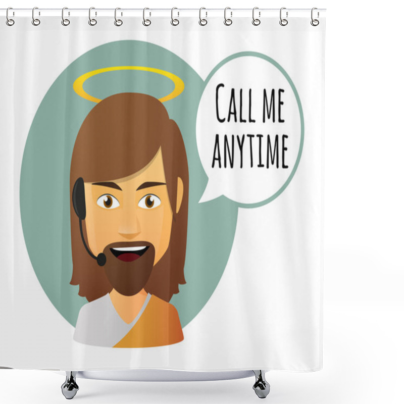 Personality  Jesus Avatar With A Comic Balloon Shower Curtains