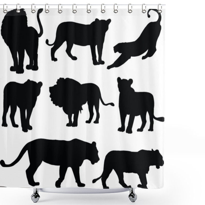 Personality  Lions Silhouette Collection Shower Curtains