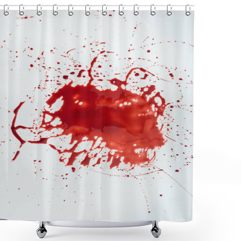 Personality  Top View Of Messy Blood Blot On White Surface Shower Curtains