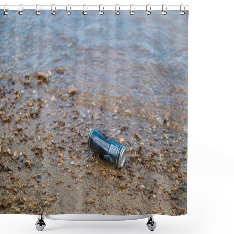 Personality  Can Left On The Beach At The Lake Shower Curtains