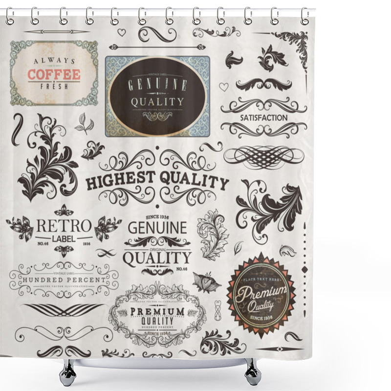 Personality  Old Style Coffee Frames And Labels. Shower Curtains