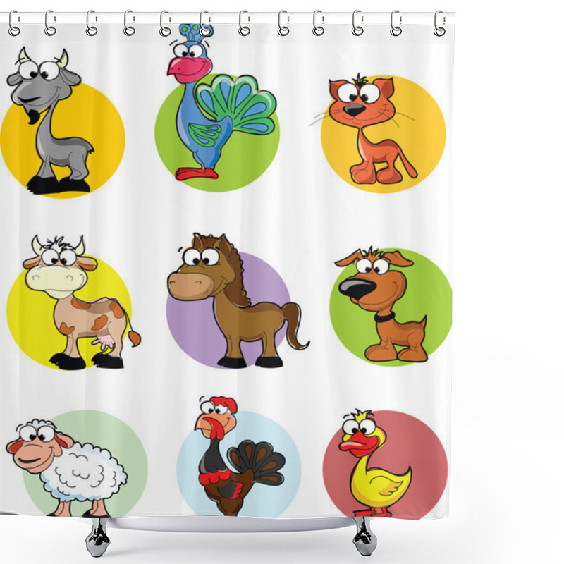 Personality  Set Of Cartoon Vector Farm Animals Shower Curtains