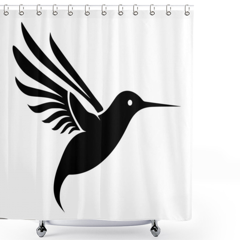 Personality  Hummingbird Animal Flying Silhouette For Mascot Or Logo Shower Curtains