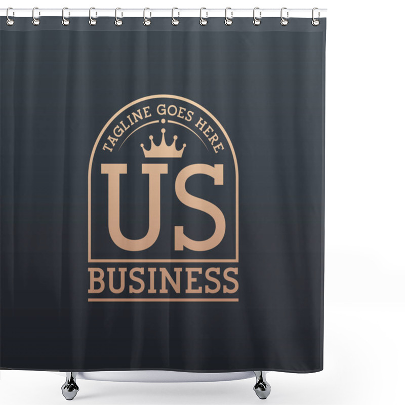 Personality  Luxury US Logo With Crown. Elegant Letter US Business Logo Shower Curtains