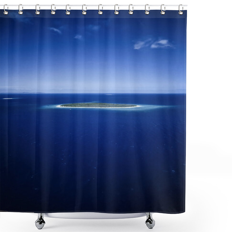 Personality  Pacific Ocean, Fiji Islands, Aerial View Of A Small Tropical Reef Island - FILM SCAN Shower Curtains