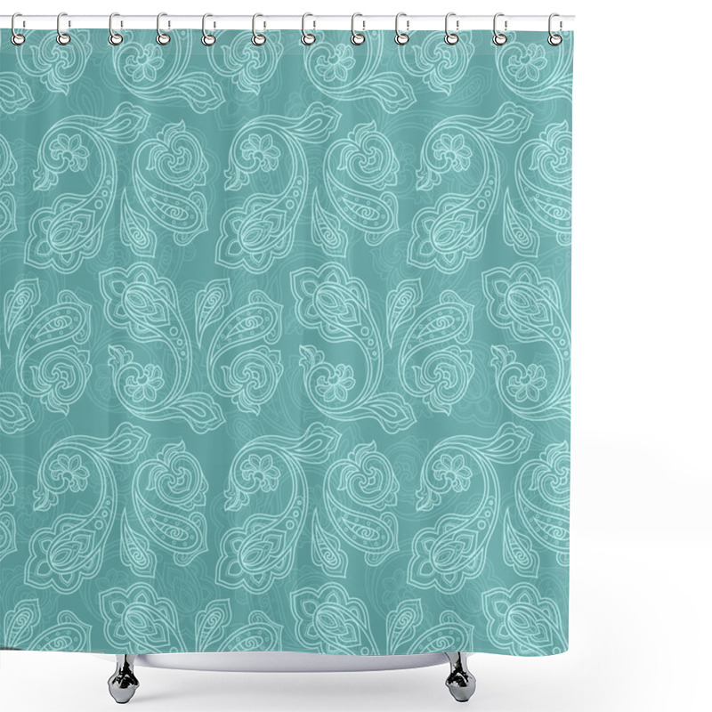 Personality  Turkish Cucumber Seamless Pattern Turquoise Style Shower Curtains