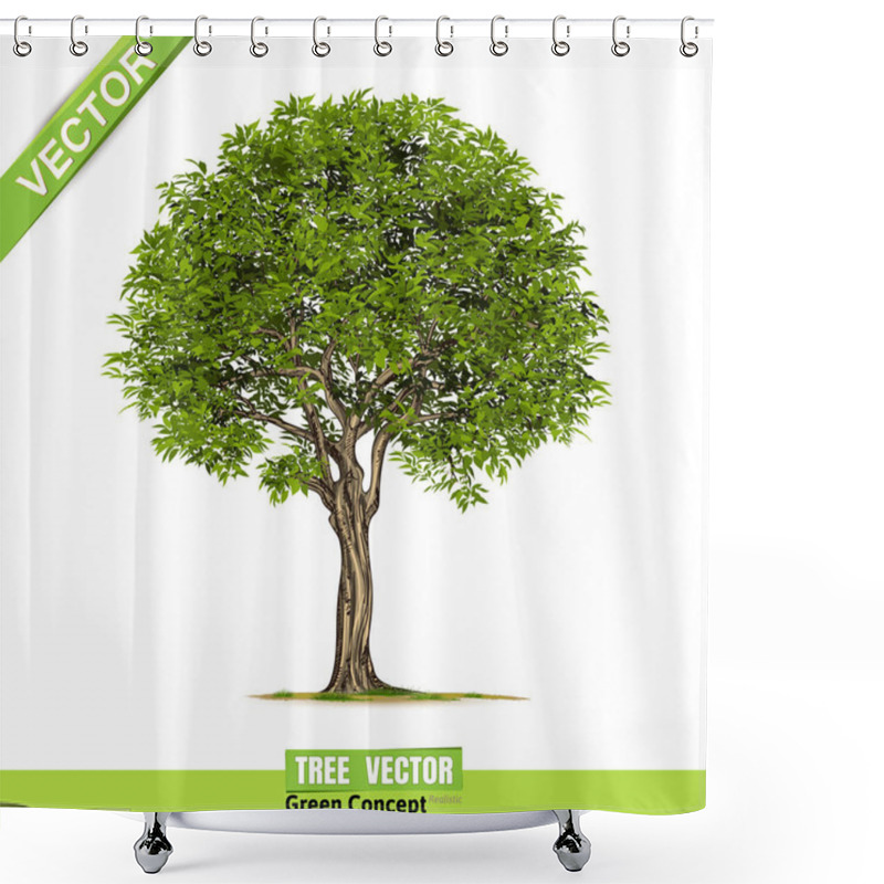 Personality  Beautiful Tree On A White Background Shower Curtains