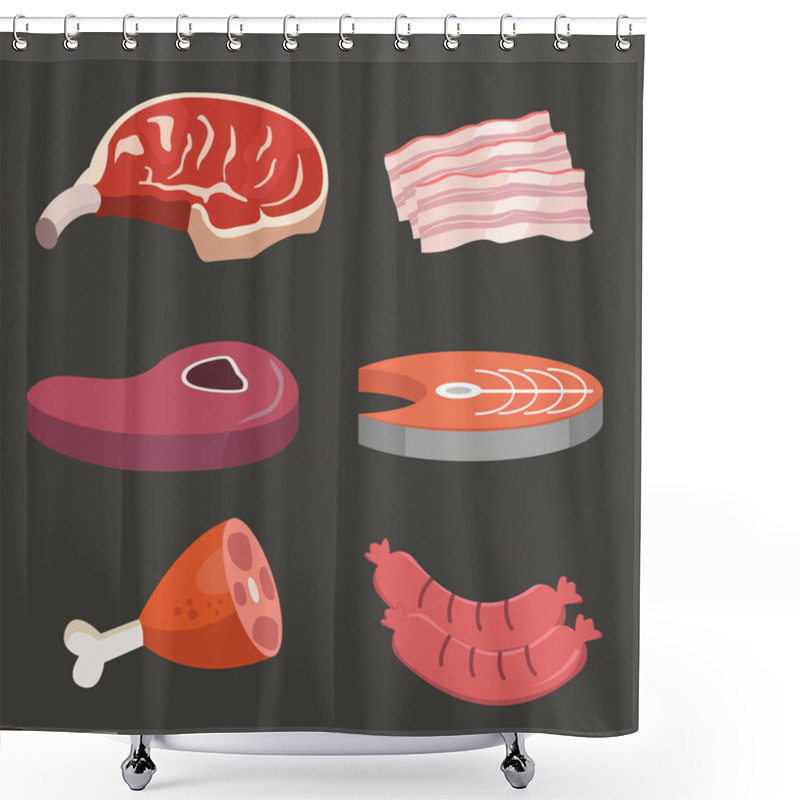 Personality  Set Of Different Kinds Of Meat Shower Curtains