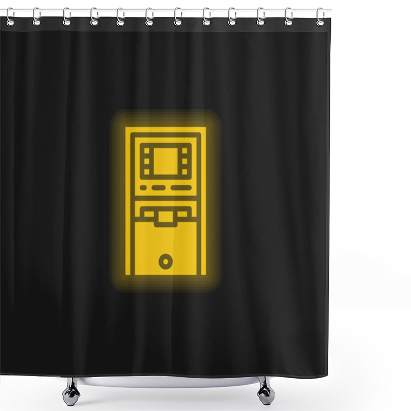 Personality  Atm Machine Yellow Glowing Neon Icon Shower Curtains