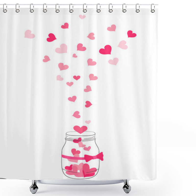 Personality  Hand Drawn Jar With Flying Hearts. Vector Shower Curtains