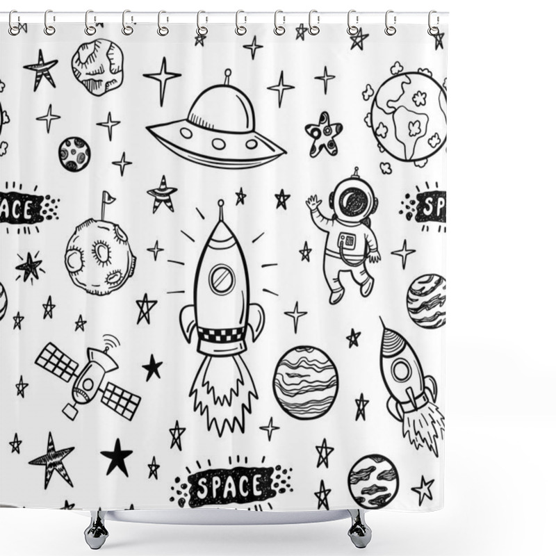 Personality  Doodle Space Seamless Pattern Shower Curtains