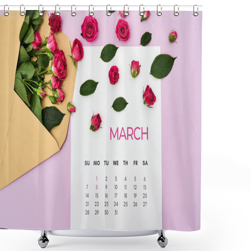 Personality  Roses And An Envelope For The Holiday On March 8 Shower Curtains